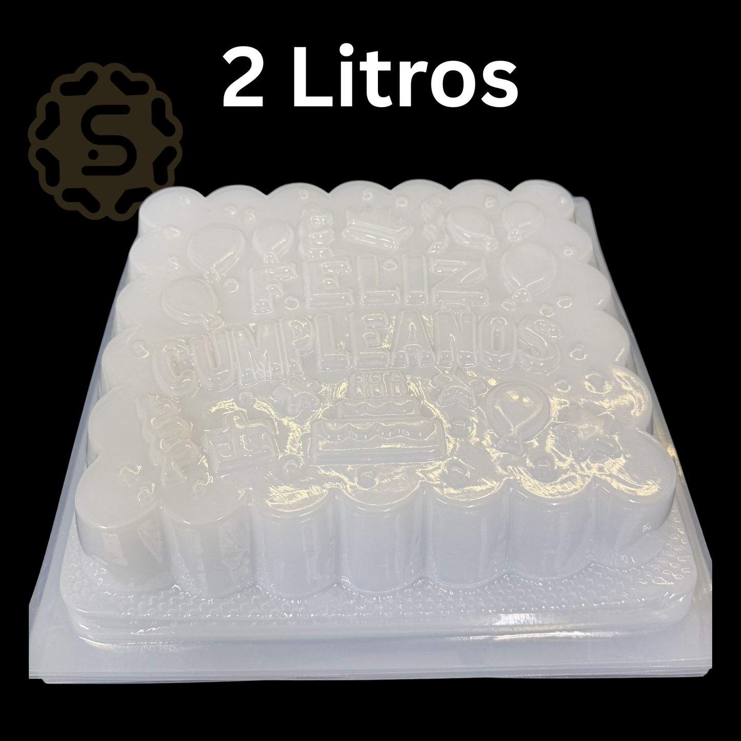 Molde Feliz Cumpleaños 3D Mediano para Gelatina – Capacidad Aprox. 2 Litros