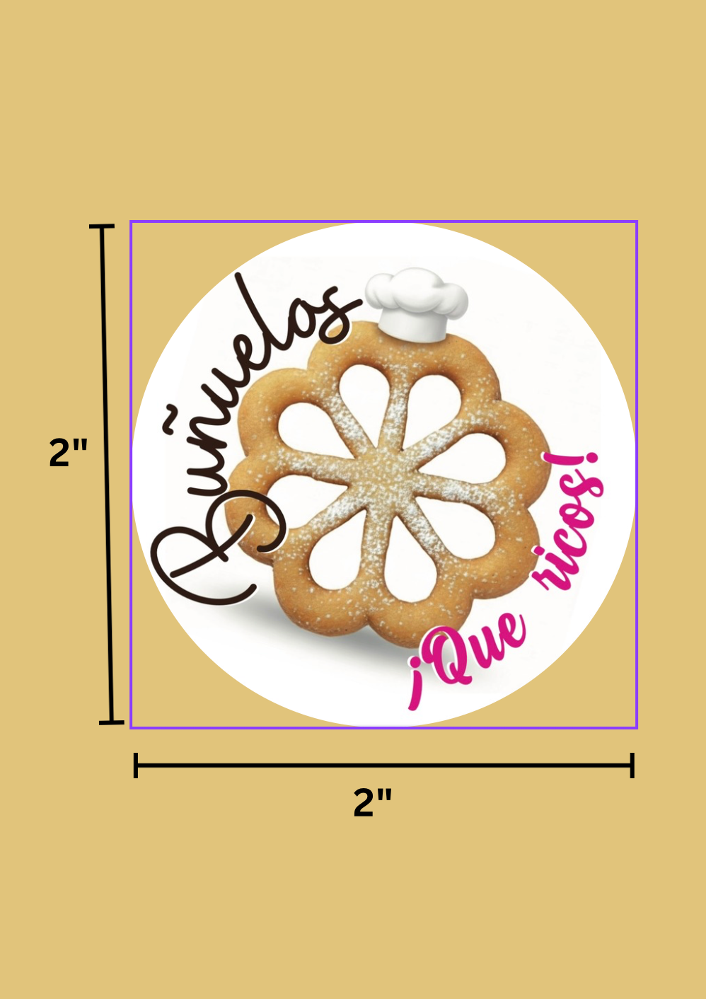 Stickers "Buñuelos Qué rico"– Pack de 50 (2” / 5 cm)