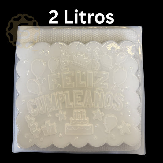 Molde Feliz Cumpleaños 3D Mediano para Gelatina – Capacidad Aprox. 2 Litros