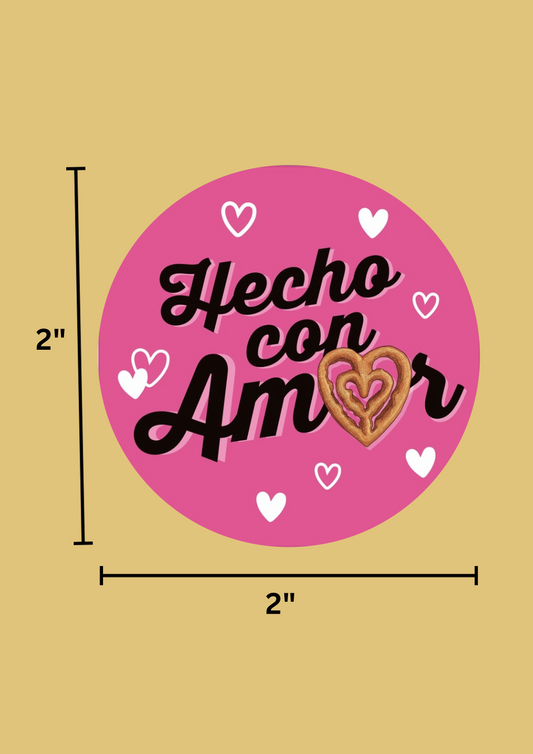 Stickers "Hecho Con Amor" – Pack de 50 (2” / 5 cm)