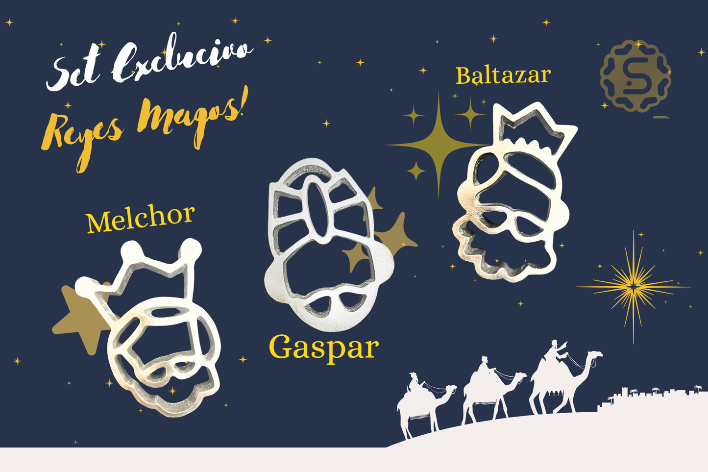 Set de Moldes Exclusivo“Tres Reyes Magos” – Melchor, Gaspar y Baltazar para Buñuelos de viento